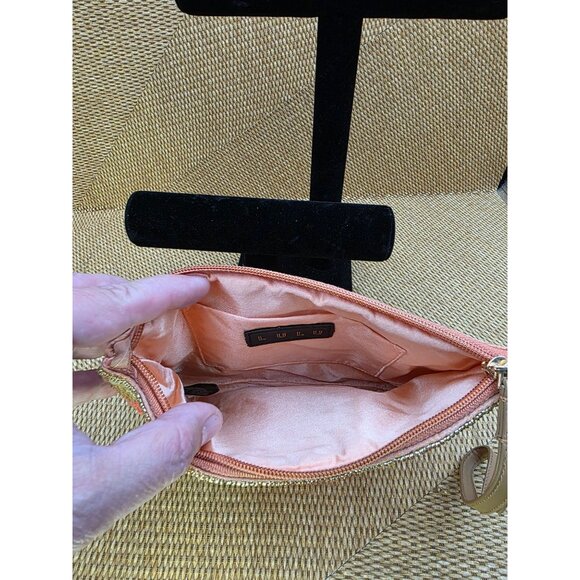 LULU Floral Sequin Clutch Wristlet With Peach‎ Satin Lining & Zipper Closure - Picture 5 of 10
